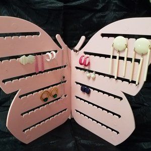 Butterfly shaped Jewelry holder w/ complement necklace, ear & toe rings.